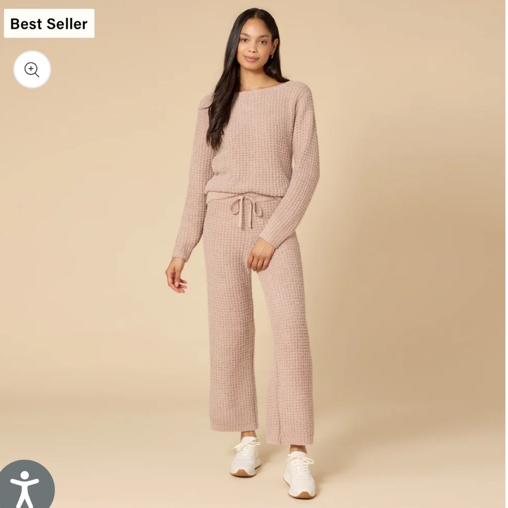Softies Waffle Marshmallow Boatneck Lounge Set in Coco